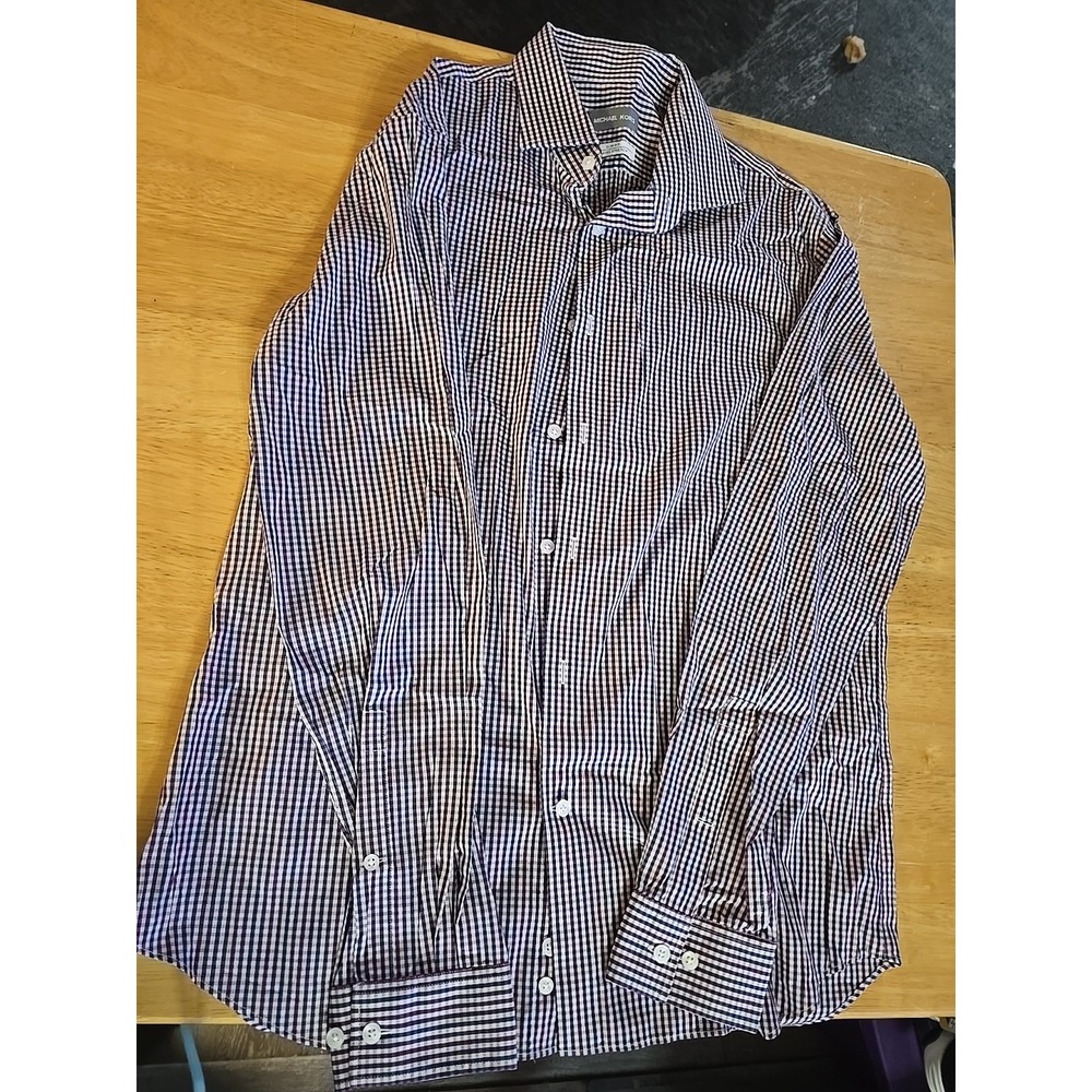 Michael Kors Slim‎ Fit Travel Stretch Dress Shirt Cotton-Nylon Wine size L